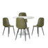 Oikiture 90cm Round Dining Table with 4x Dining Chairs PU Leather Green