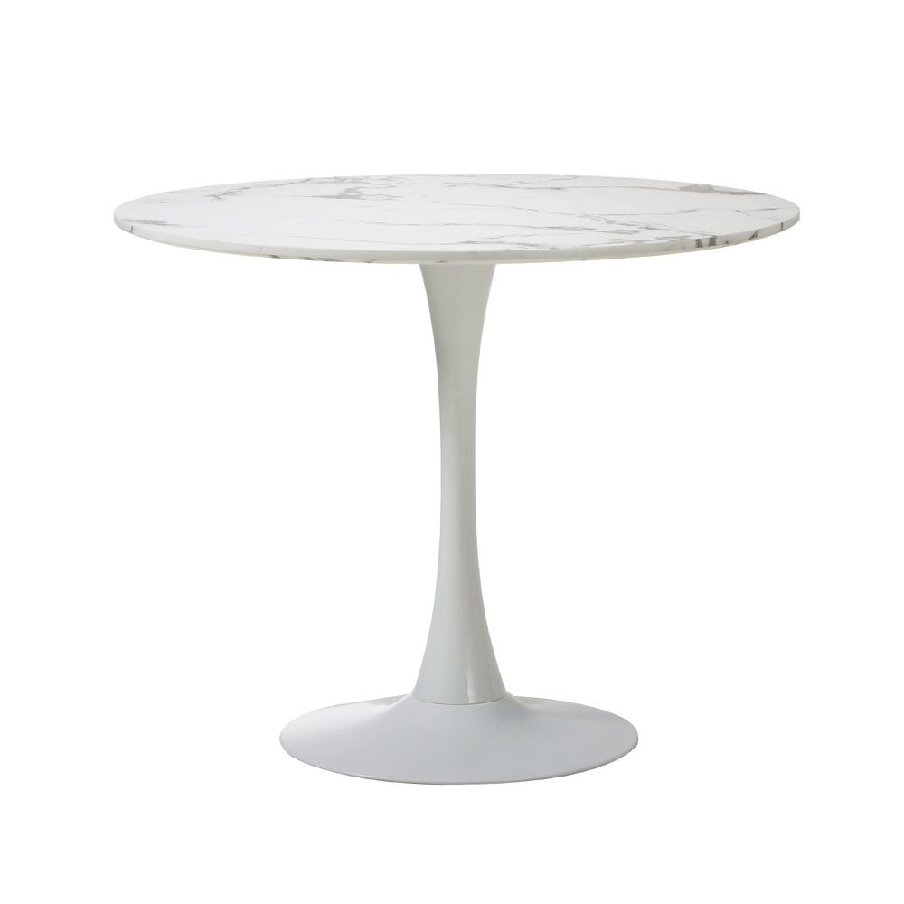 Oikiture 90cm Round Dining Table with 4x Dining Chairs PU Leather Green