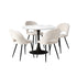 90cm Round Dining Table with 4PCS Chairs Sherpa White