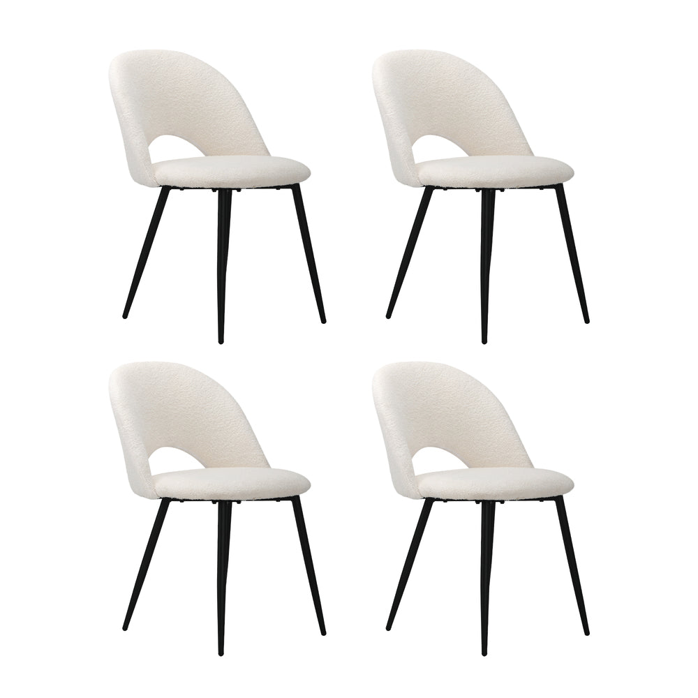 90cm Round Dining Table with 4PCS Chairs Sherpa White