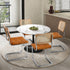 90cm Round Dining Table with 4PCS Chairs PU Leather Brown