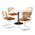 90cm Round Dining Table with 4PCS Chairs PU Leather Brown