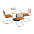 90cm Round Dining Table with 4PCS Chairs PU Leather Brown