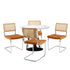 90cm Round Dining Table with 4PCS Chairs PU Leather Brown