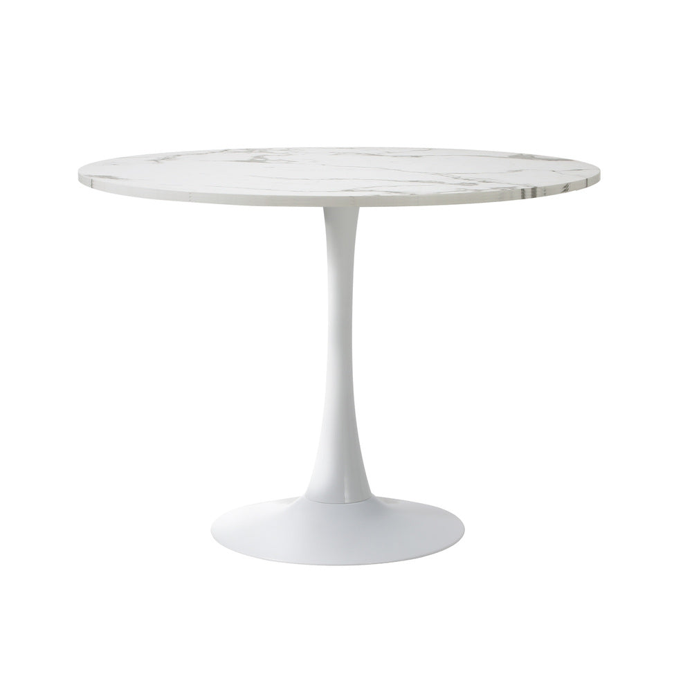 Oikiture Dining Table Set 90cm Table and Chairs PU Leather White