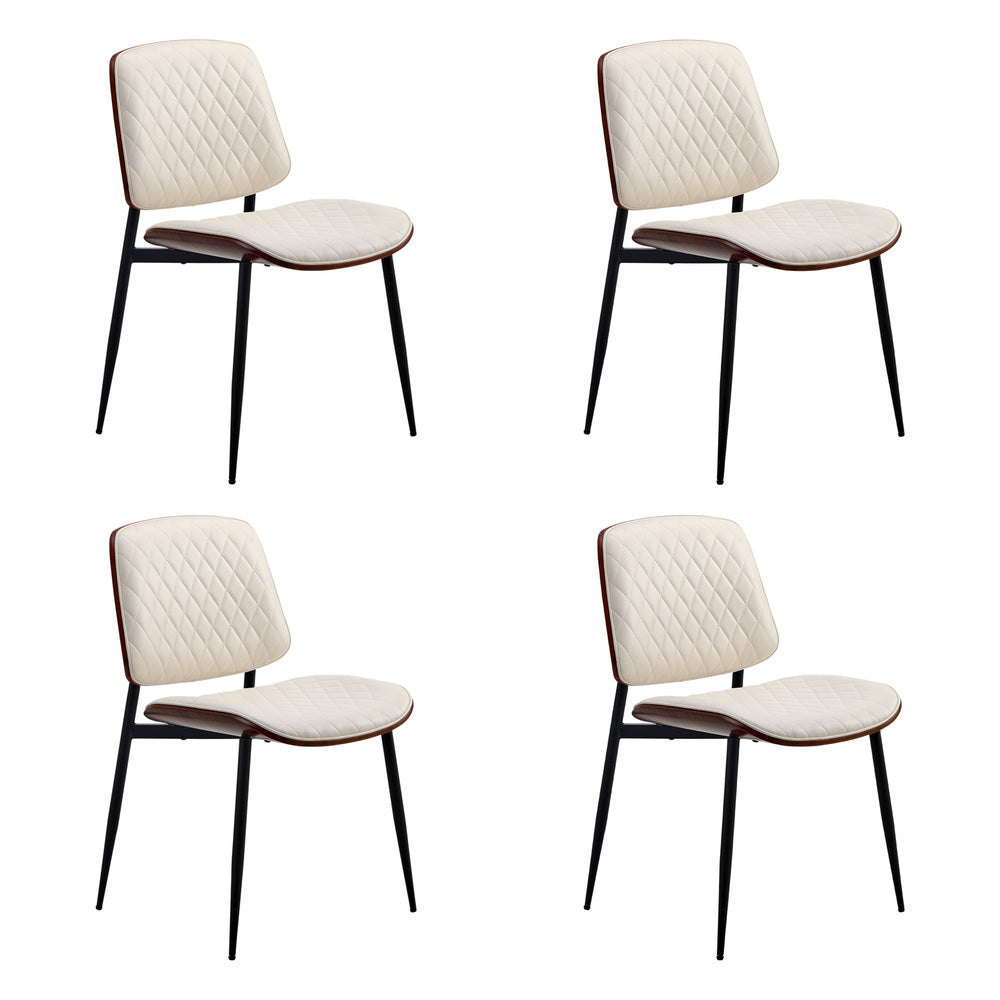 Oikiture Dining Table Set 90cm Table and Chairs PU Leather White