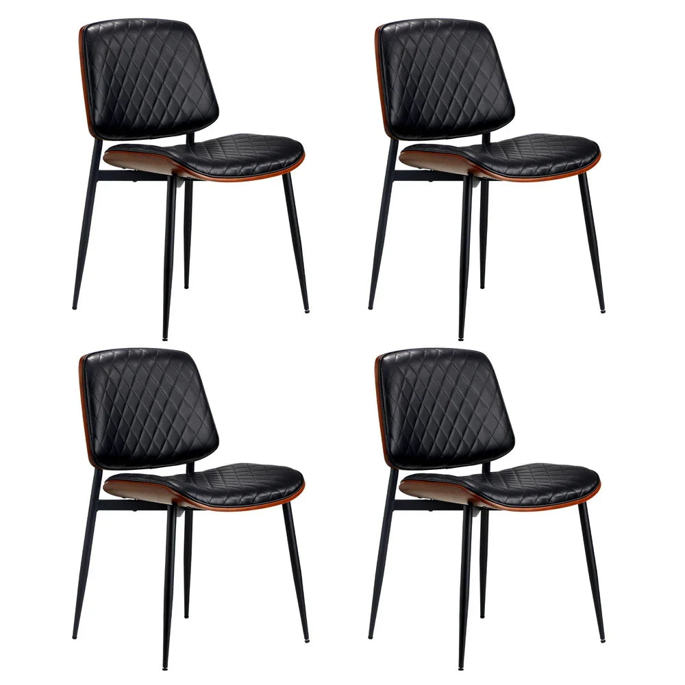 4 Seater Dining Set 90cm Table and Dining Chairs PU Leather