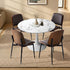 Dining Table Set 90cm with Chairs PU Leather Brown & White
