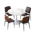 Dining Table Set 90cm with Chairs PU Leather Brown & White