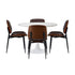 Dining Table Set 90cm with Chairs PU Leather Brown & White