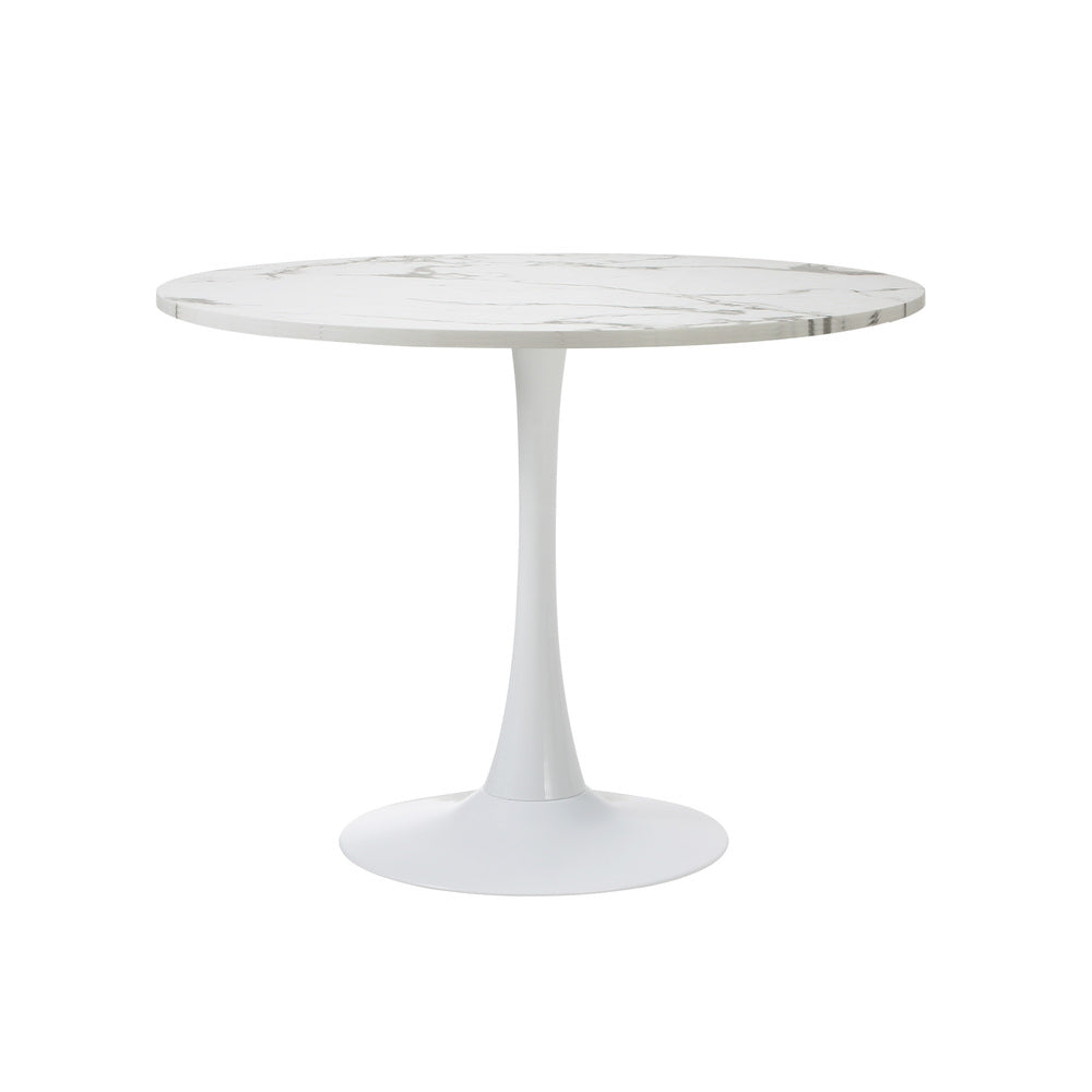 Oikiture Dining Table Set 90cm with Chairs PU Leather Brown & White