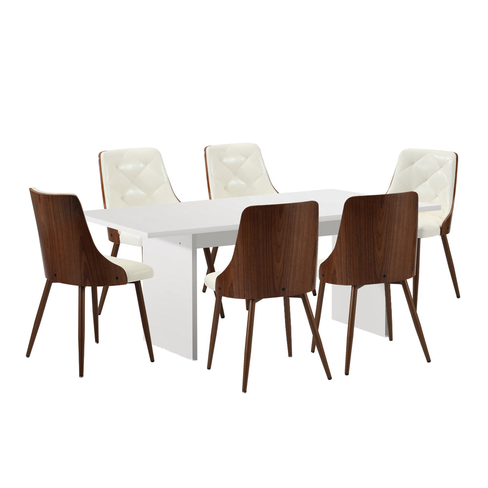 6-Seater Rectangular Dining Table and Chairs Wood Dining Set