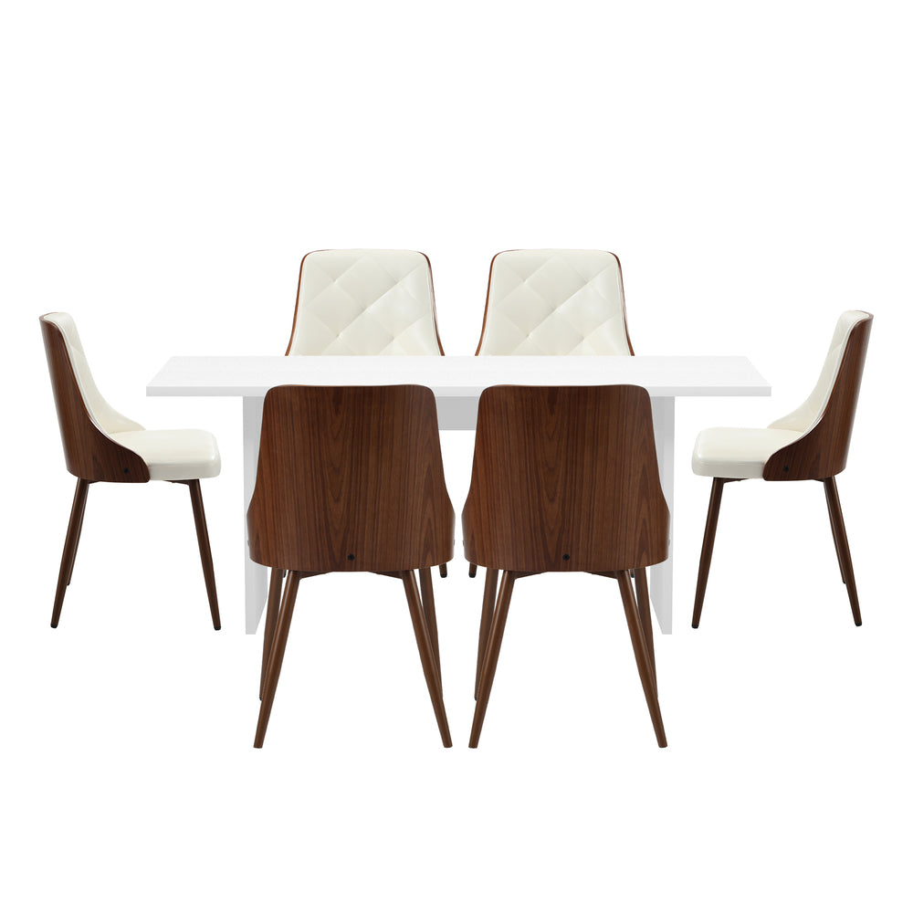 6-Seater Rectangular Dining Table and Chairs Wood Dining Set