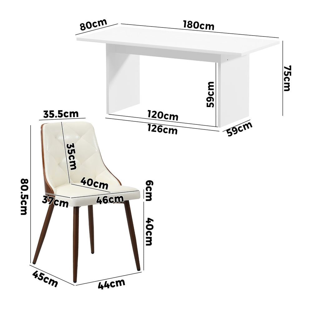 6-Seater Rectangular Dining Table and Chairs Wood Dining Set