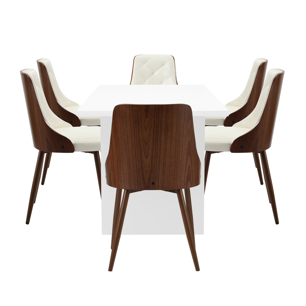 6-Seater Rectangular Dining Table and Chairs Wood Dining Set
