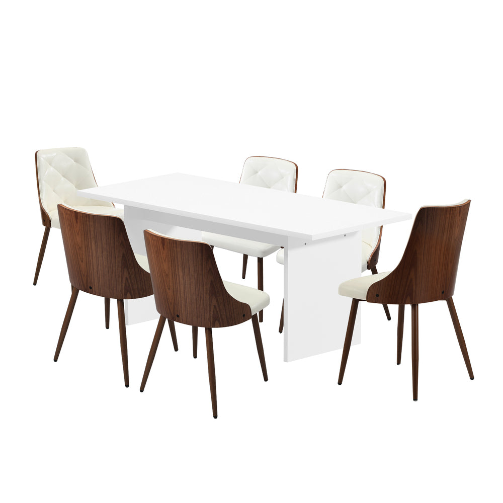 6-Seater Rectangular Dining Table and Chairs Wood Dining Set