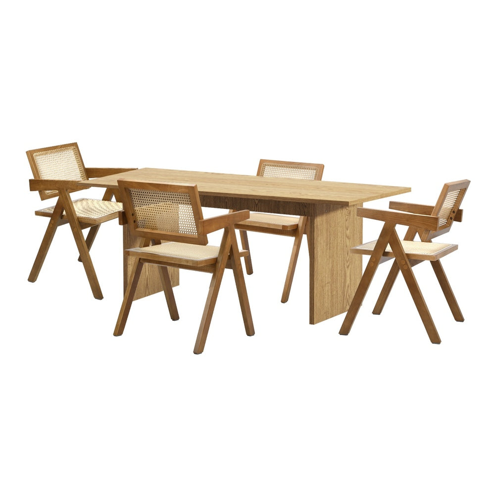 Oikiture 180cm Rectangular Dining Table with 4PCS Dining Chairs Wooden Walnut