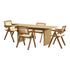 Oikiture 180cm Rectangular Dining Table with 4PCS Dining Chairs Wooden Walnut