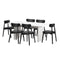 Oikiture 6-Seater Dining Table and Chairs Set Wooden Black