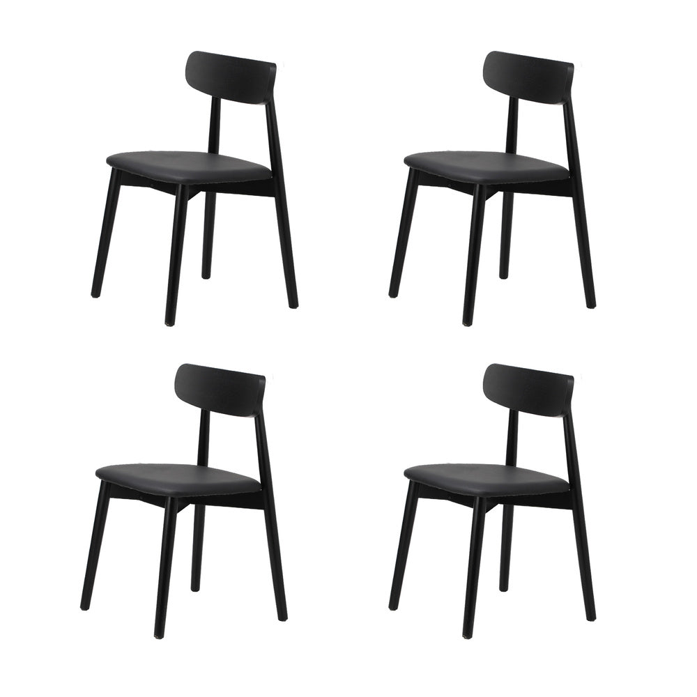 Oikiture 6-Seater Dining Table and Chairs Set Wooden Black
