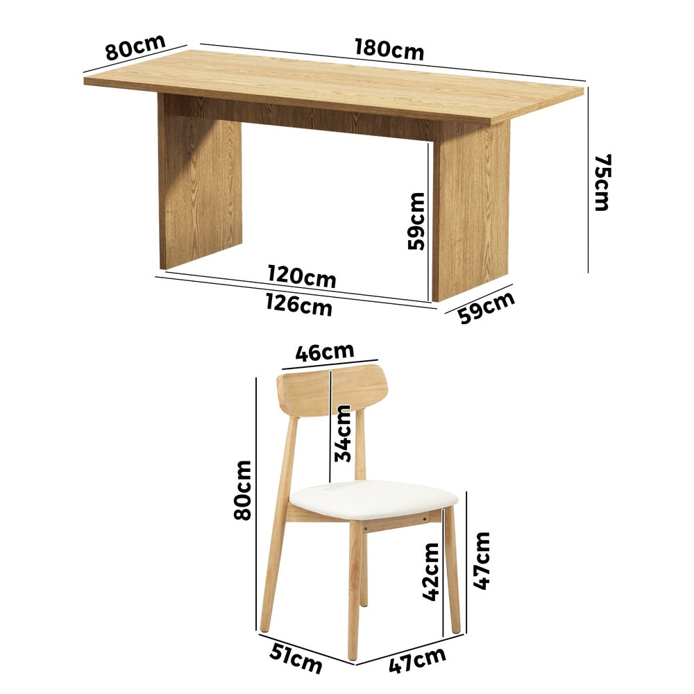 Oikiture Wooden 4-Seater Dining Table and Chairs Set