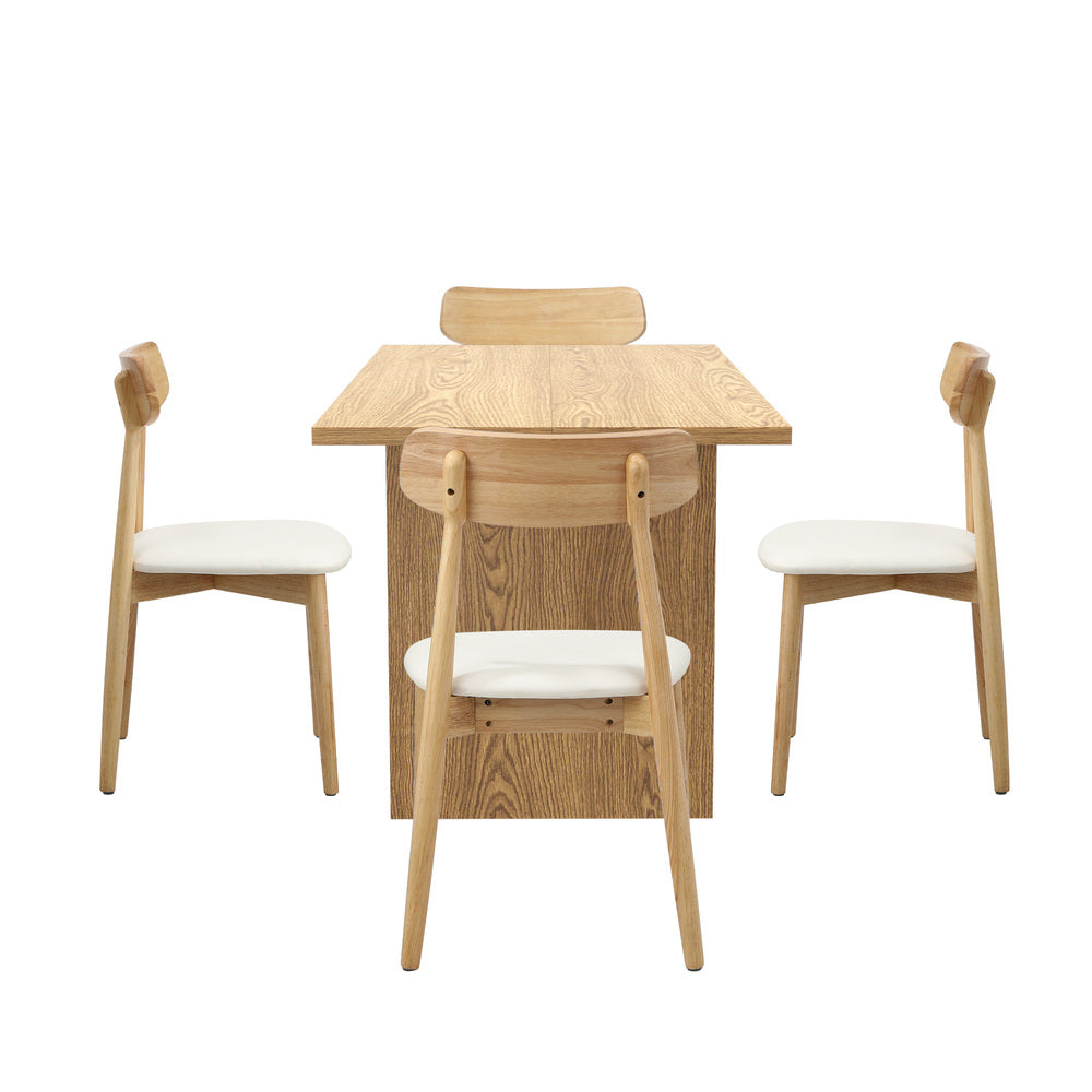 Oikiture Wooden 4-Seater Dining Table and Chairs Set