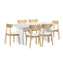 Oikiture 6-Seater Dining Table and Chairs Set Wooden White