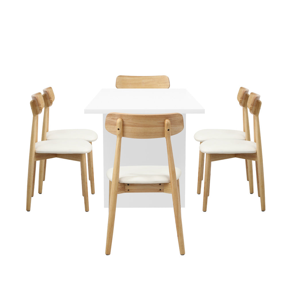 Oikiture 6-Seater Dining Table and Chairs Set Wooden White