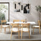 Oikiture 6 Seater Dining Table Set White Wooden Table with 6 Chairs