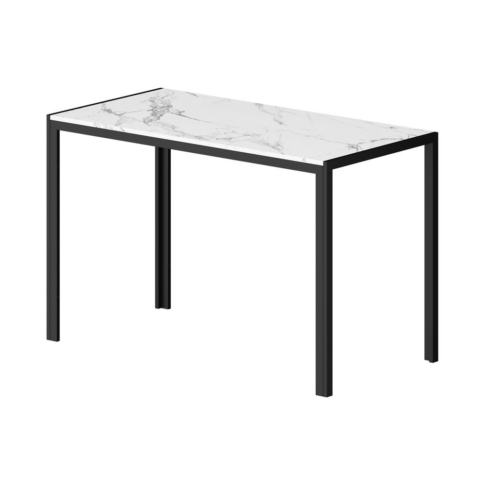 Oikiture 1.2m Dining Table with 4PCS Wooden Chairs Set PU Leather White & Black