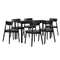 Oikiture 1.4m Dining Table with 6PCS Wooden Chairs Set PU Leather Black