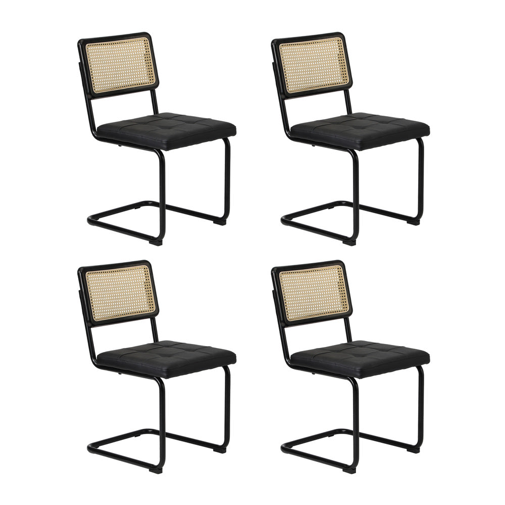 120cm Rectangle Dining Table with 4PCS Dining Chairs Leather Black