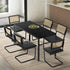 140cm Rectangle Dining Table with 6PCS Dining Chairs Leather Black