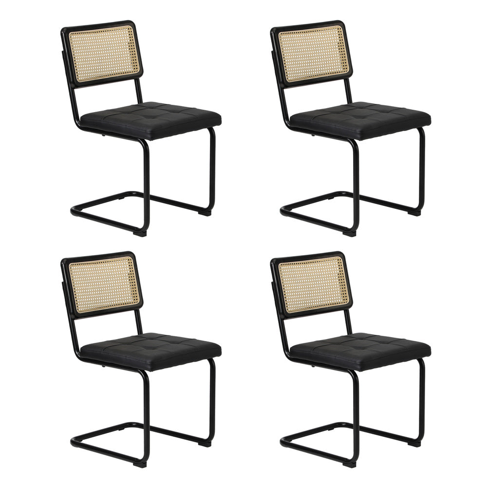 140cm Rectangle Dining Table with 6PCS Dining Chairs Leather Black