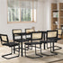 140cm Rectangle Dining Table with 6PCS Dining Chairs Leather Black