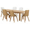 Oikiture 200cm Extendable Dining Table with 6PCS Dining Chairs PU Leather White