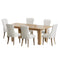 Oikiture 200cm Extendable Dining Table with 6PCS Dining Chairs Velvet Beige