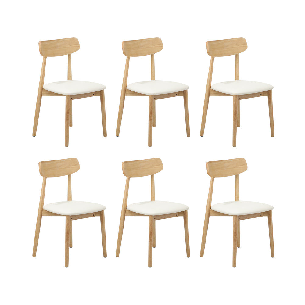 Oikiture 200cm Extendable Dining Table with 6x Dining Chairs PU Leather Natural