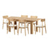 Oikiture 200cm Extendable Dining Table with 6x Dining Chairs PU Leather Natural