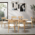 Oikiture 200cm Extendable Dining Table with 6x Dining Chairs PU Leather Natural