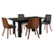 Oikiture 160cm Extendable Dining Table with 4PCS Chairs PU Leather