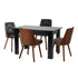 Oikiture 160cm Extendable Dining Table with 4PCS Chairs PU Leather