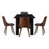 Oikiture 160cm Extendable Dining Table with 4PCS Chairs PU Leather