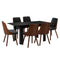 Oikiture 160cm Extendable Dining Table with 6PCS Chairs PU Leather