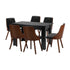 Oikiture 160cm Extendable Dining Table with 6PCS Chairs PU Leather