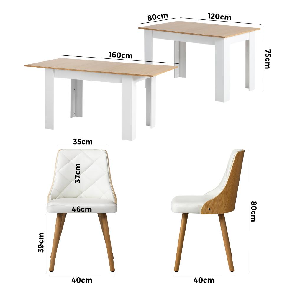 Extendable Dining Table & 6pcs Chair with Leather Seat