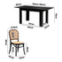 Oikiture 160cm Extendable Dining Table with 4PCS Dining Chairs Rattan Black