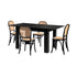 Oikiture 160cm Extendable Dining Table with 4PCS Dining Chairs Rattan Black