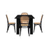 Oikiture 160cm Extendable Dining Table with 4PCS Dining Chairs Rattan Black