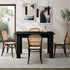 Oikiture 160cm Extendable Dining Table with 4PCS Dining Chairs Rattan Black